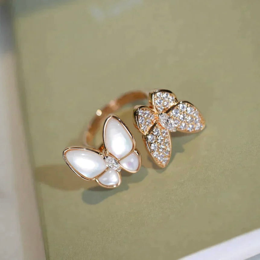 [Triumph Jewelry]TWIN BUTTERFLY DIAMOND MOP RING