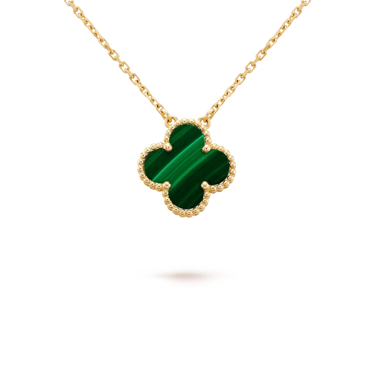 [Triumph Jewelry]CLOVER 15MM MALACHITE SINGLE FLOWER  NECKLACE