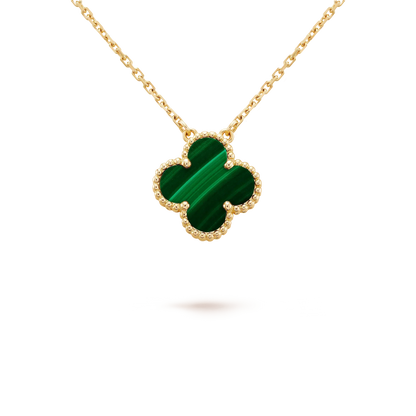 [Triumph Jewelry]CLOVER 15MM MALACHITE SINGLE FLOWER  NECKLACE