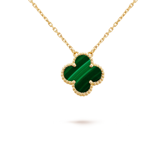 [Triumph Jewelry]CLOVER 15MM MALACHITE SINGLE FLOWER  NECKLACE