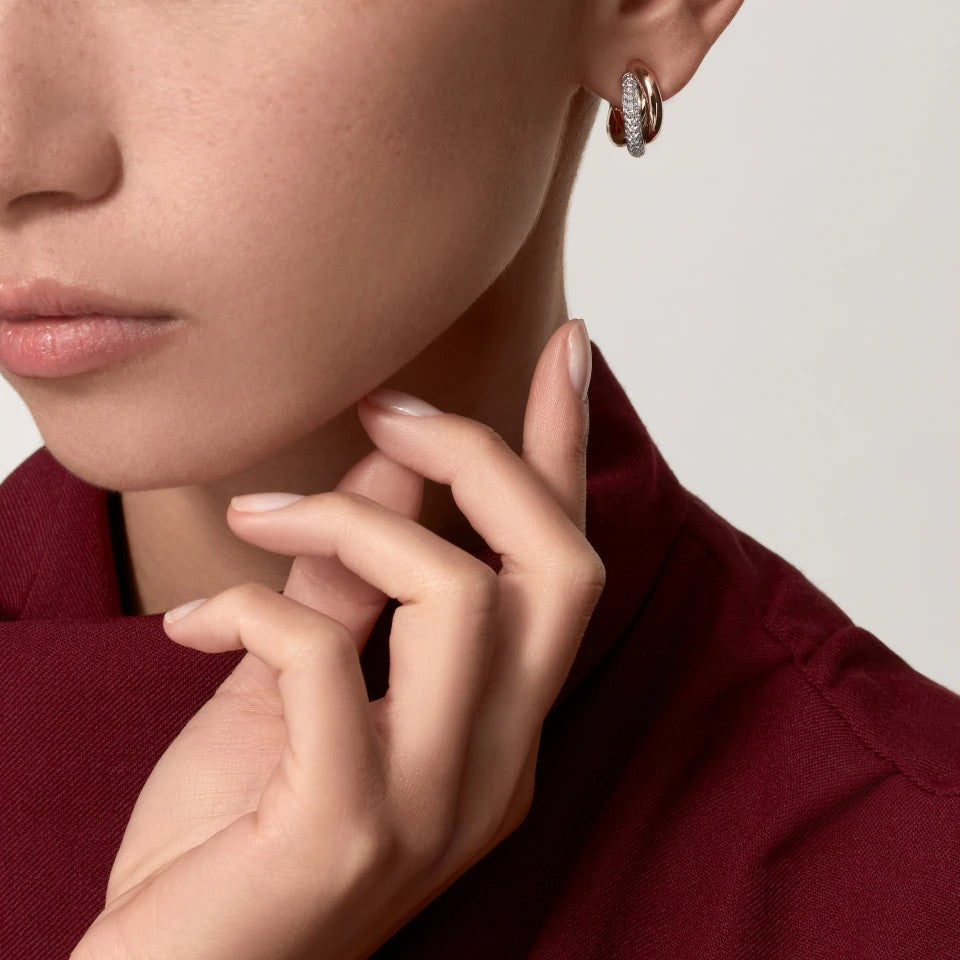 [Triumph Jewelry]TRINITY HALF DIAMOND  CLASSIC EARRINGS