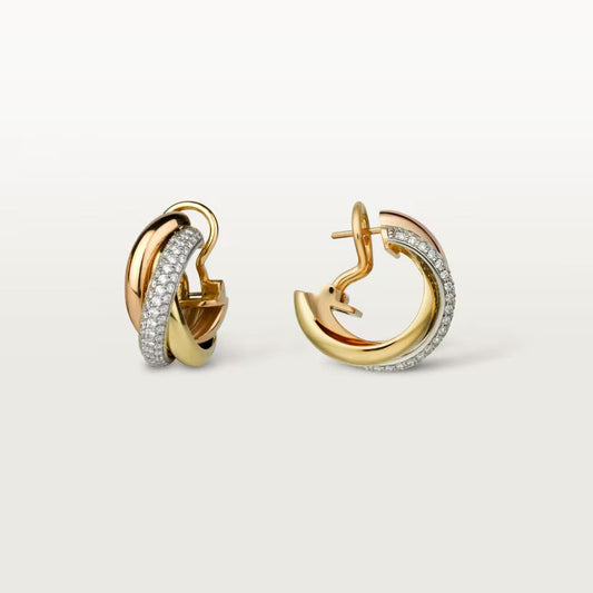 [Triumph Jewelry]TRINITY HALF DIAMOND  CLASSIC EARRINGS