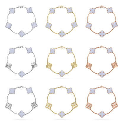 [Triumph Jewelry] CLOVER 5 MOTIF PURPLE CHALCEDONY BRACELET COLLECTION