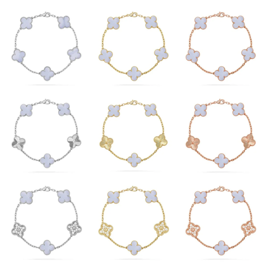 [Triumph Jewelry] CLOVER 5 MOTIF PURPLE CHALCEDONY BRACELET COLLECTION