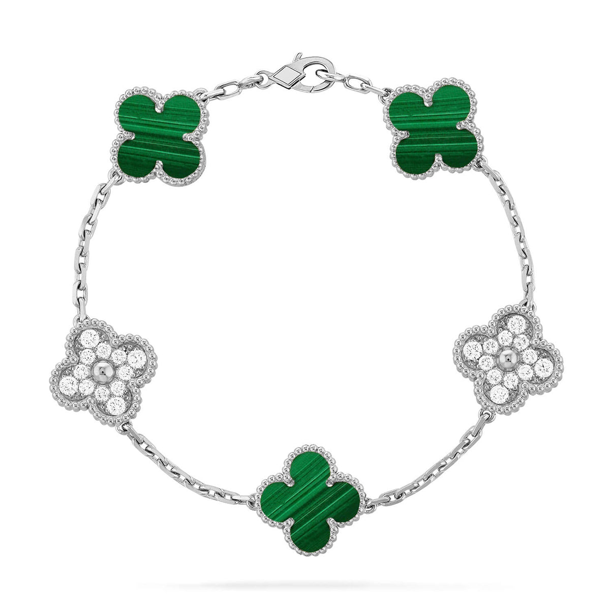 [Triumph Jewelry] CLOVER 5 MOTIF MALACHITE BRACELET COLLECTION
