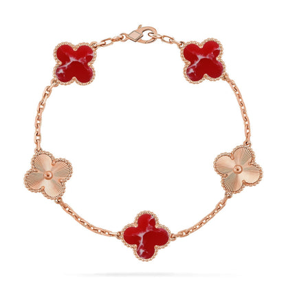 [Triumph Jewelry]CLOVER 5 MOTIF RED PATTERN BRACELET COLLECTION