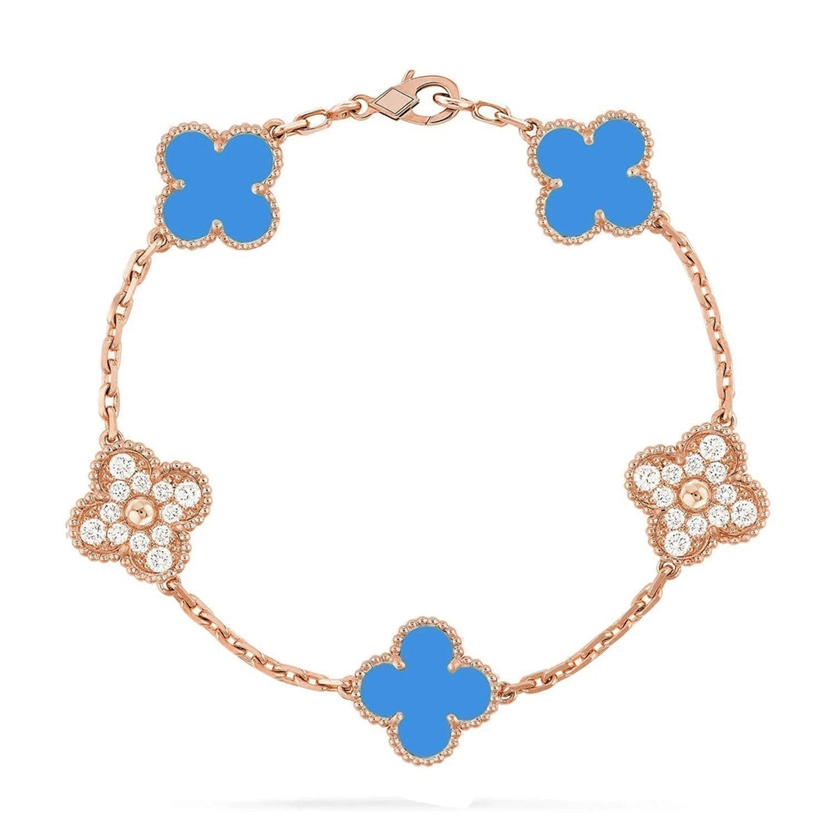 [Triumph Jewelry] CLOVER 5 MOTIF BLUE AGATE BRACELET COLLECTION