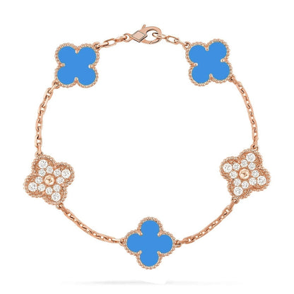 [Triumph Jewelry] CLOVER 5 MOTIF BLUE AGATE BRACELET COLLECTION