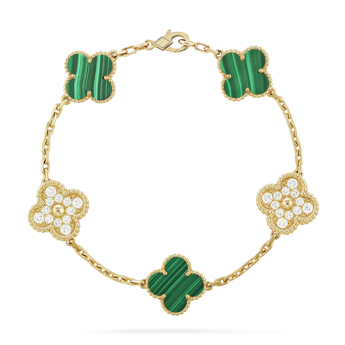 [Triumph Jewelry] CLOVER 5 MOTIF MALACHITE BRACELET COLLECTION