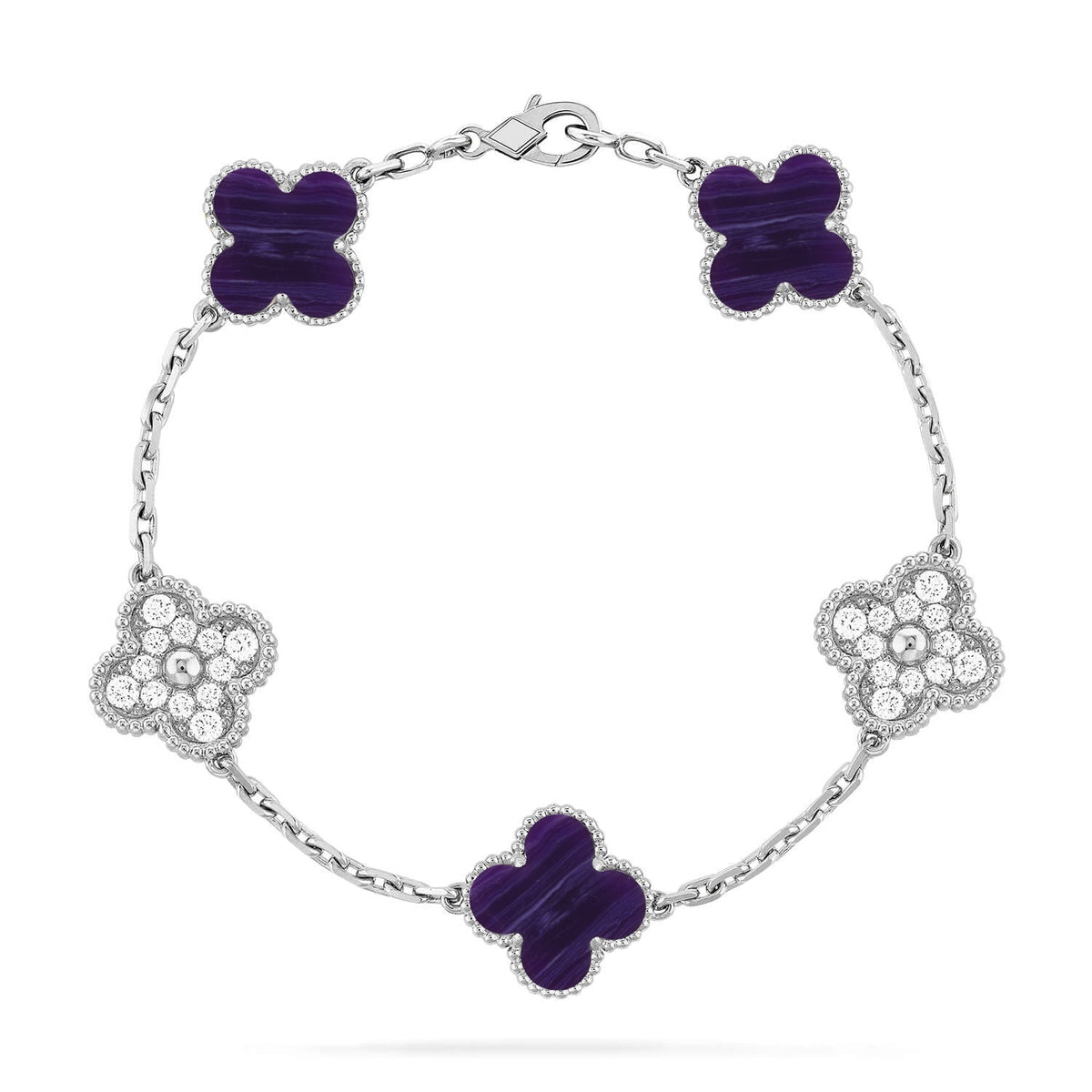 [Triumph Jewelry]CLOVER 5 MOTIF PURPLE STRIPES BRACELET COLLECTION