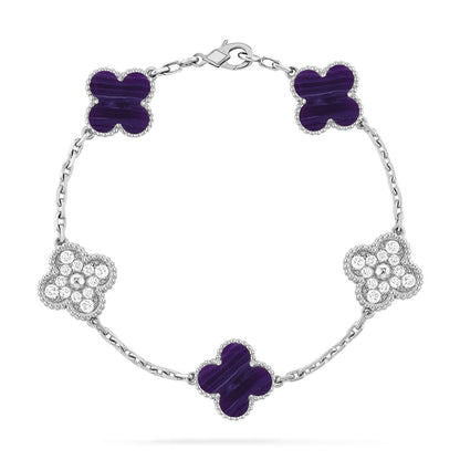 [Triumph Jewelry]CLOVER 5 MOTIF PURPLE STRIPES BRACELET COLLECTION