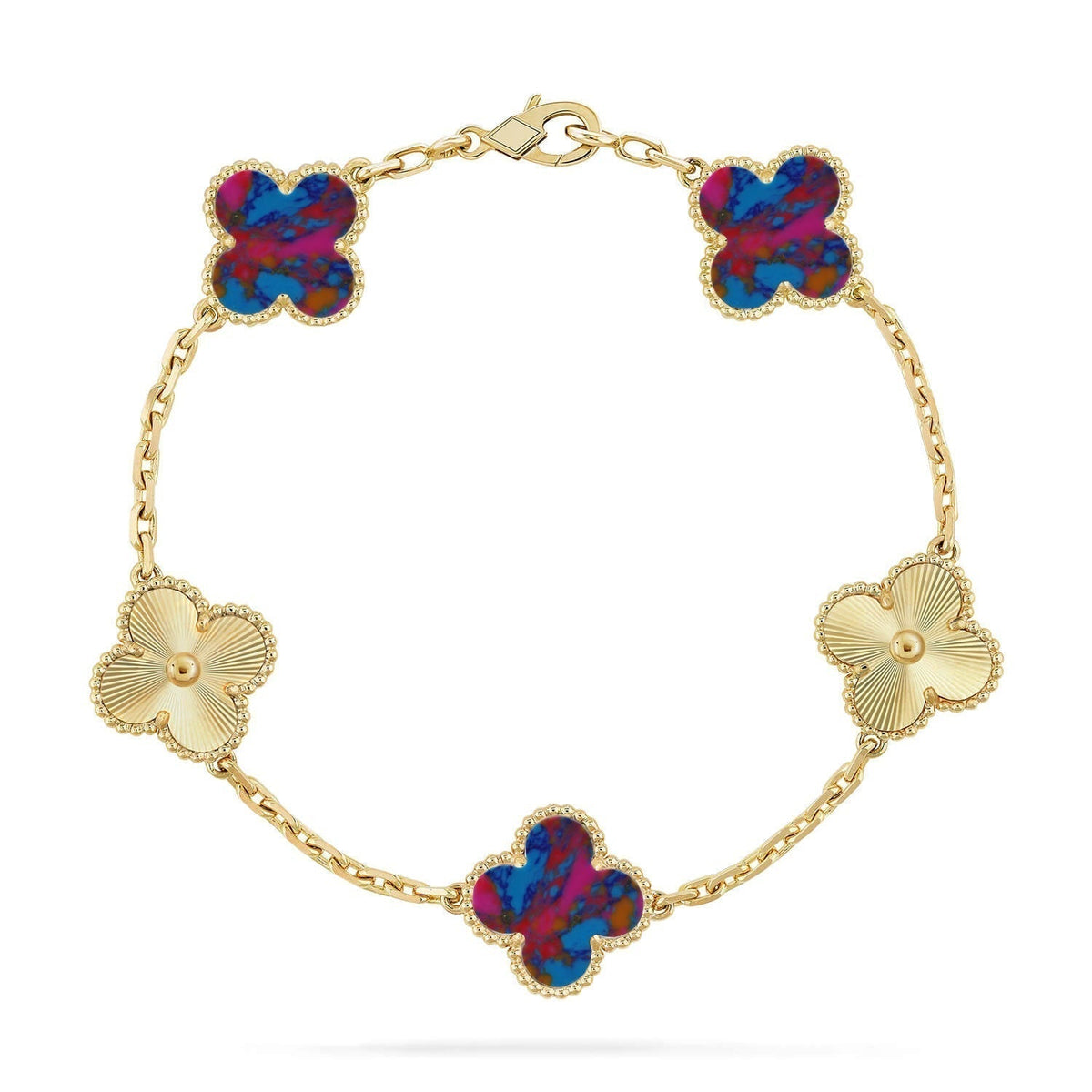 [Triumph Jewelry]CLOVER 5 MOTIF COLOR GEMSTONES BRACELET COLLECTION