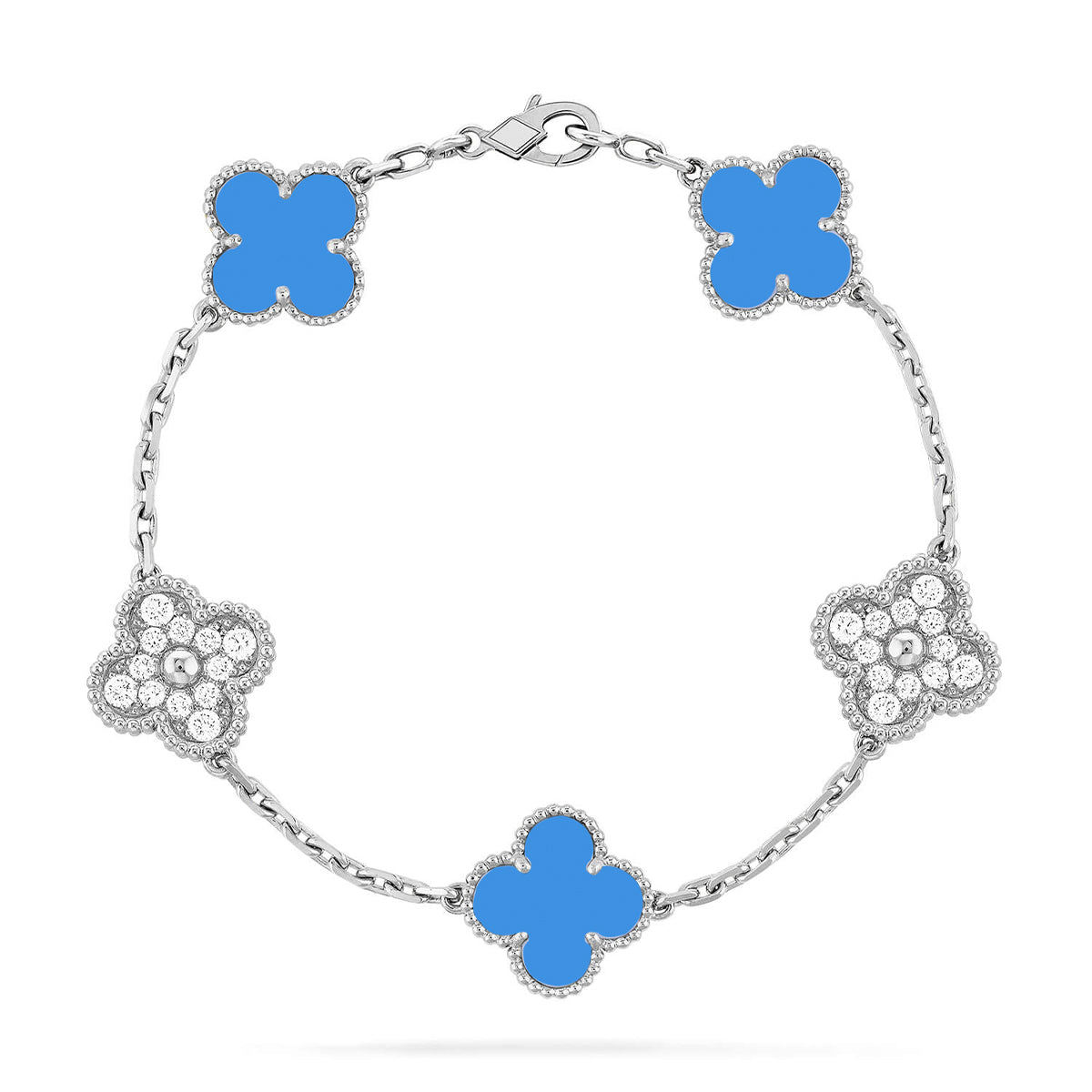 [Triumph Jewelry] CLOVER 5 MOTIF BLUE AGATE BRACELET COLLECTION