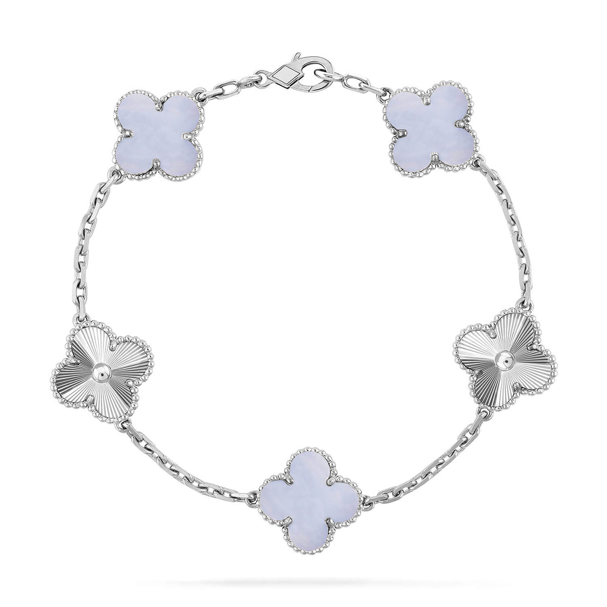 [Triumph Jewelry] CLOVER 5 MOTIF PURPLE CHALCEDONY BRACELET COLLECTION
