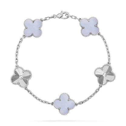 [Triumph Jewelry] CLOVER 5 MOTIF PURPLE CHALCEDONY BRACELET COLLECTION