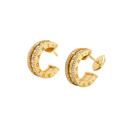 [Triumph Jewelry]ZERO 1 ROCK GOLD EARRINGS WITH STUDDED SPIRAL AND PAVED DIAMONDS