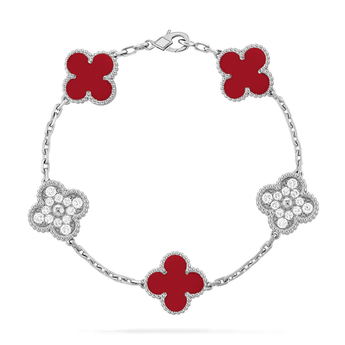 [Triumph Jewelry] CLOVER 5 MOTIF RED CORNELIAN BRACELET COLLECTION