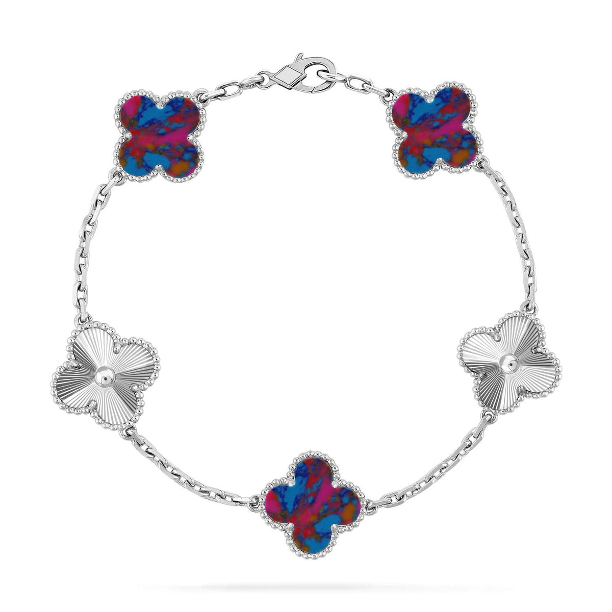 [Triumph Jewelry]CLOVER 5 MOTIF COLOR GEMSTONES BRACELET COLLECTION