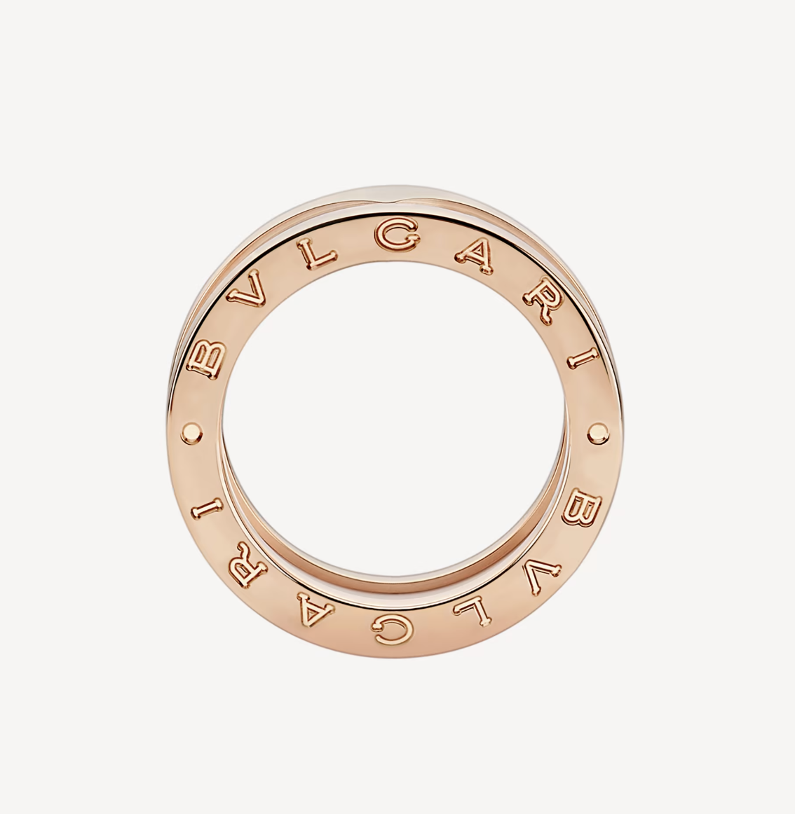 [Triumph Jewelry]ZERO 1 TWO-BAND LOOPS AND WHITE CERAMIC SPIRAL PINK GOLD RING
