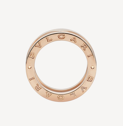 [Triumph Jewelry]ZERO 1 TWO-BAND LOOPS AND WHITE CERAMIC SPIRAL PINK GOLD RING