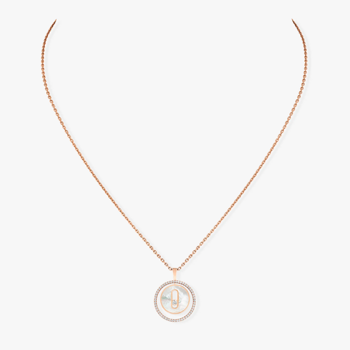 [Triumph Jewelry]LUCKY MOVE 1 DIAMOND WHITE MOTHER OF PEARL PINK GOLD DIAMOND NECKLACE