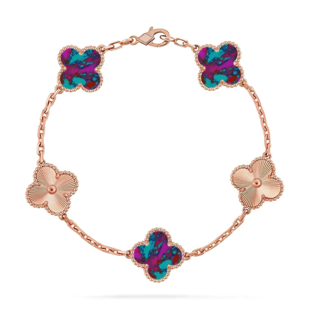 [Triumph Jewelry]CLOVER 5 MOTIF COLOR GEMSTONES BRACELET COLLECTION