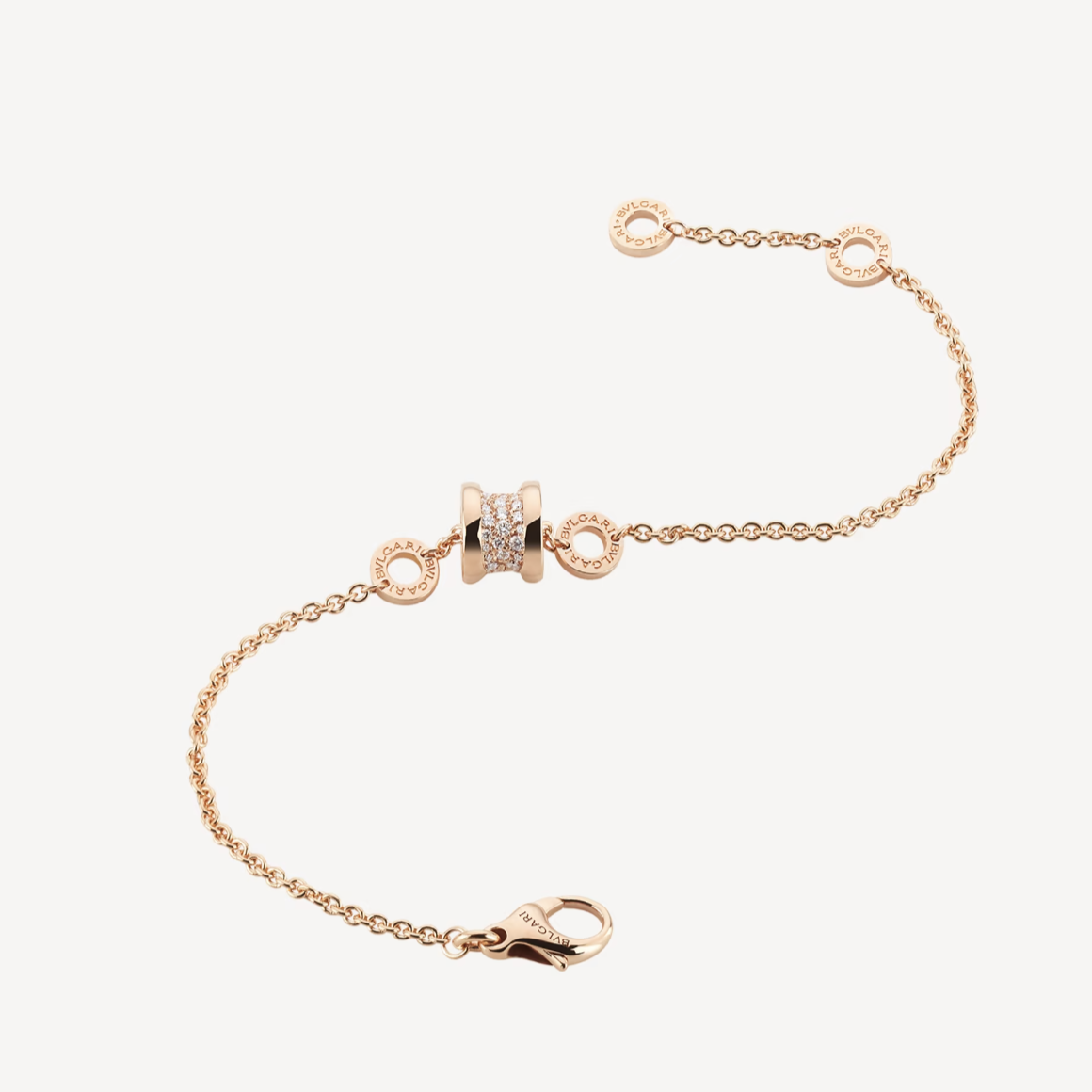 [Triumph Jewelry]ZERO 1 SOFT PINK GOLD WITH PAVED DIAMONDS ON THE SPIRAL BRACELET