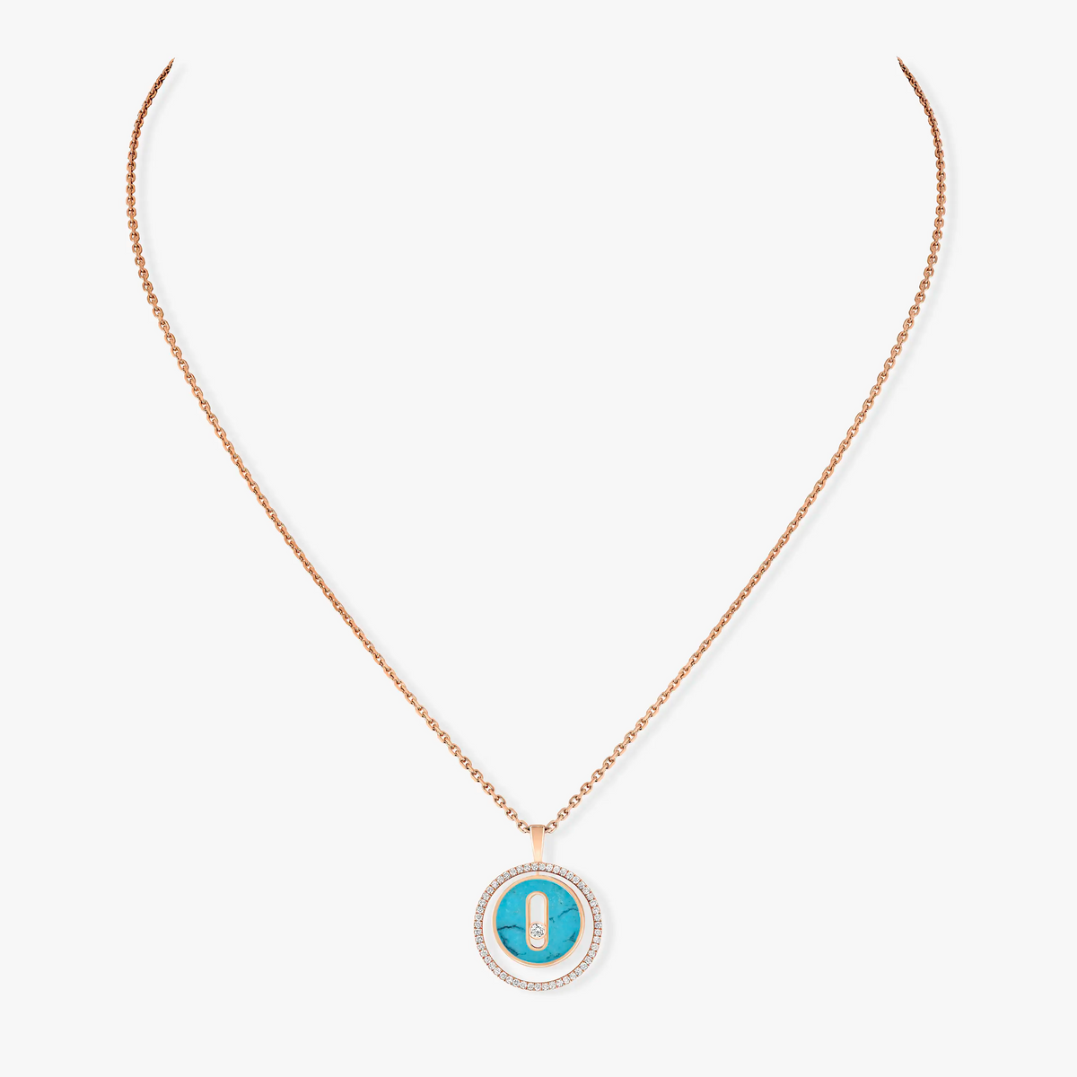 [Triumph Jewelry]LUCKY MOVE 1 DIAMOND TURQUOISE PINK GOLD DIAMOND NECKLACE