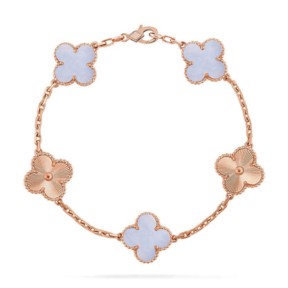 [Triumph Jewelry] CLOVER 5 MOTIF PURPLE CHALCEDONY BRACELET COLLECTION