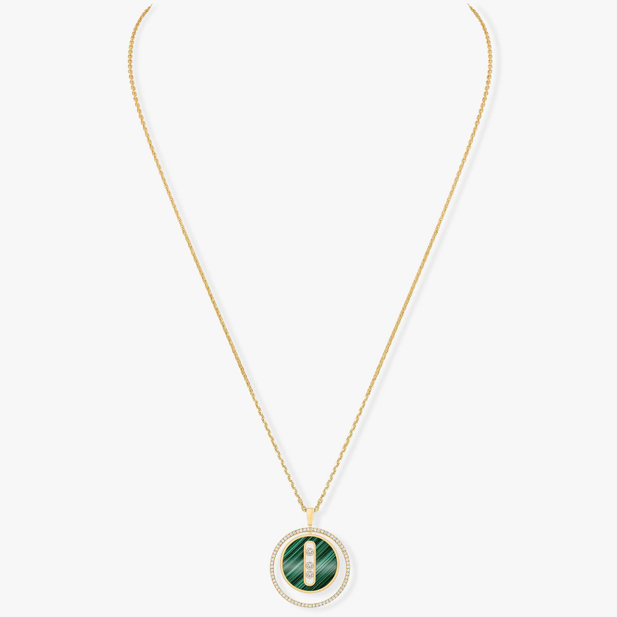 [Triumph Jewelry]LUCKY MOVE 3 DIAMOND MALACHITE GOLD DIAMOND NECKLACE