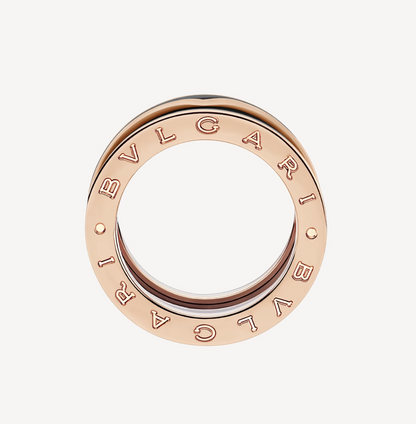 [Triumph Jewelry]ZERO 1 TWO-BAND WITH MATTE BLACK CERAMIC PINK GOLD RING