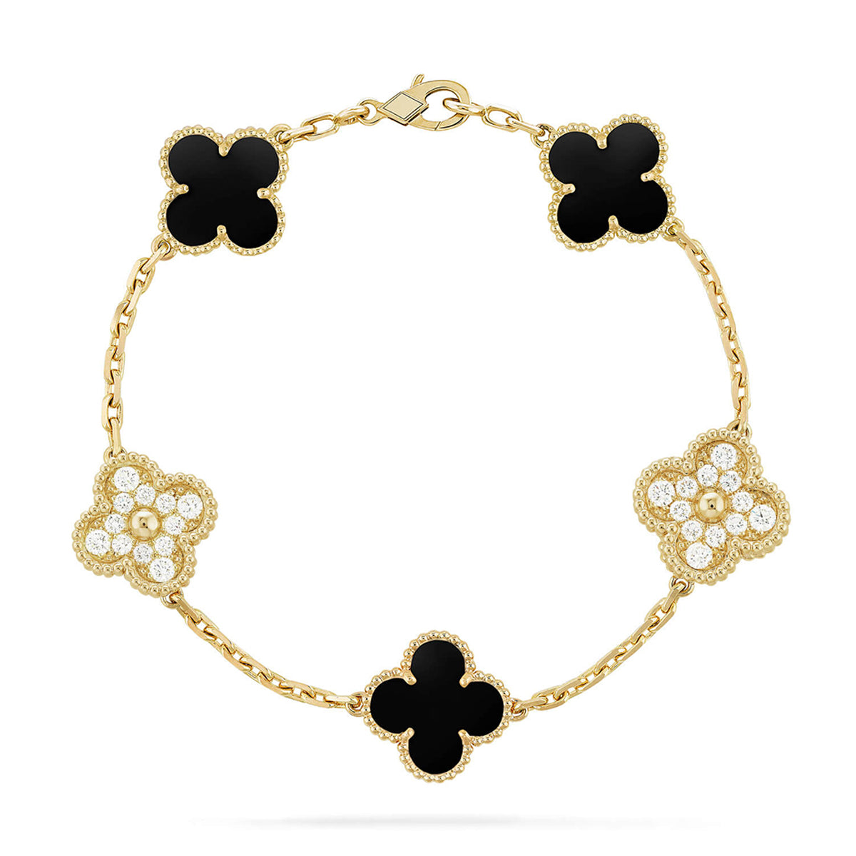 [Triumph Jewelry] CLOVER 5 MOTIF ONYXS BRACELET COLLECTION