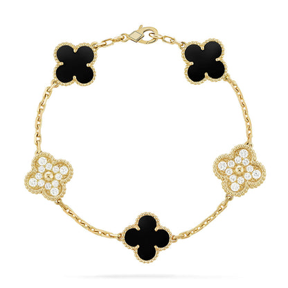 [Triumph Jewelry] CLOVER 5 MOTIF ONYXS BRACELET COLLECTION