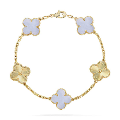 [Triumph Jewelry] CLOVER 5 MOTIF PURPLE CHALCEDONY BRACELET COLLECTION