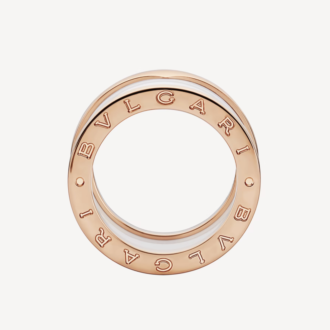 [Triumph Jewelry]ZERO 1 FOUR-BAND LOOPS AND WHITE CERAMIC SPIRAL PINK GOLD RING