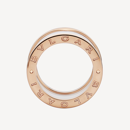 [Triumph Jewelry]ZERO 1 FOUR-BAND LOOPS AND WHITE CERAMIC SPIRAL PINK GOLD RING