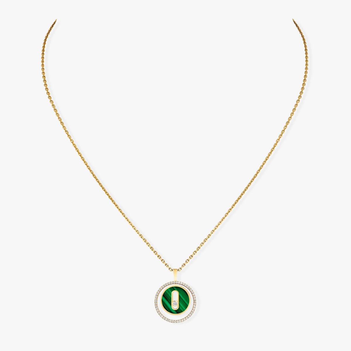 [Triumph Jewelry]LUCKY MOVE 1 DIAMOND MALACHITE GOLD DIAMOND NECKLACE