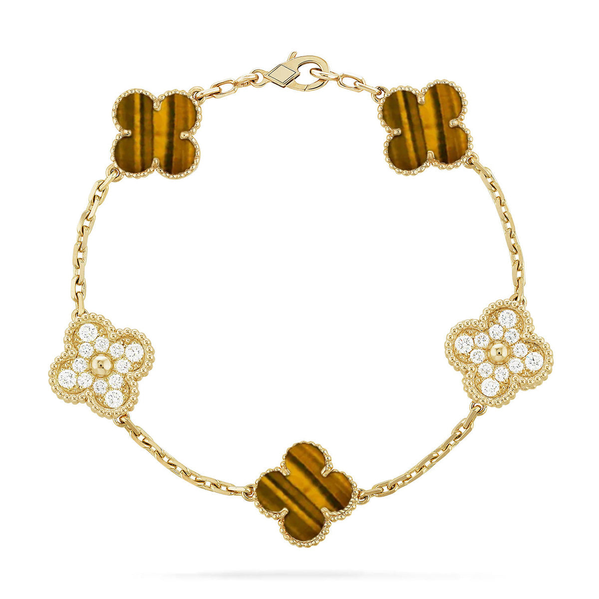 [Triumph Jewelry] CLOVER 5 MOTIFS TIGER EYE BRACELET COLLECTION