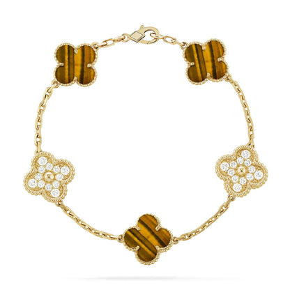 [Triumph Jewelry] CLOVER 5 MOTIFS TIGER EYE BRACELET COLLECTION