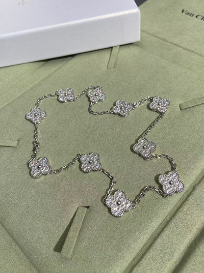 [Triumph Jewelry]CLOVER 10 MOTIFS  FULL DIAMOND NECKLACE