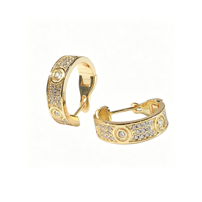 [Triumph Jewelry]LOVE 5.5MM DIAMOND PAVED EARRINGS