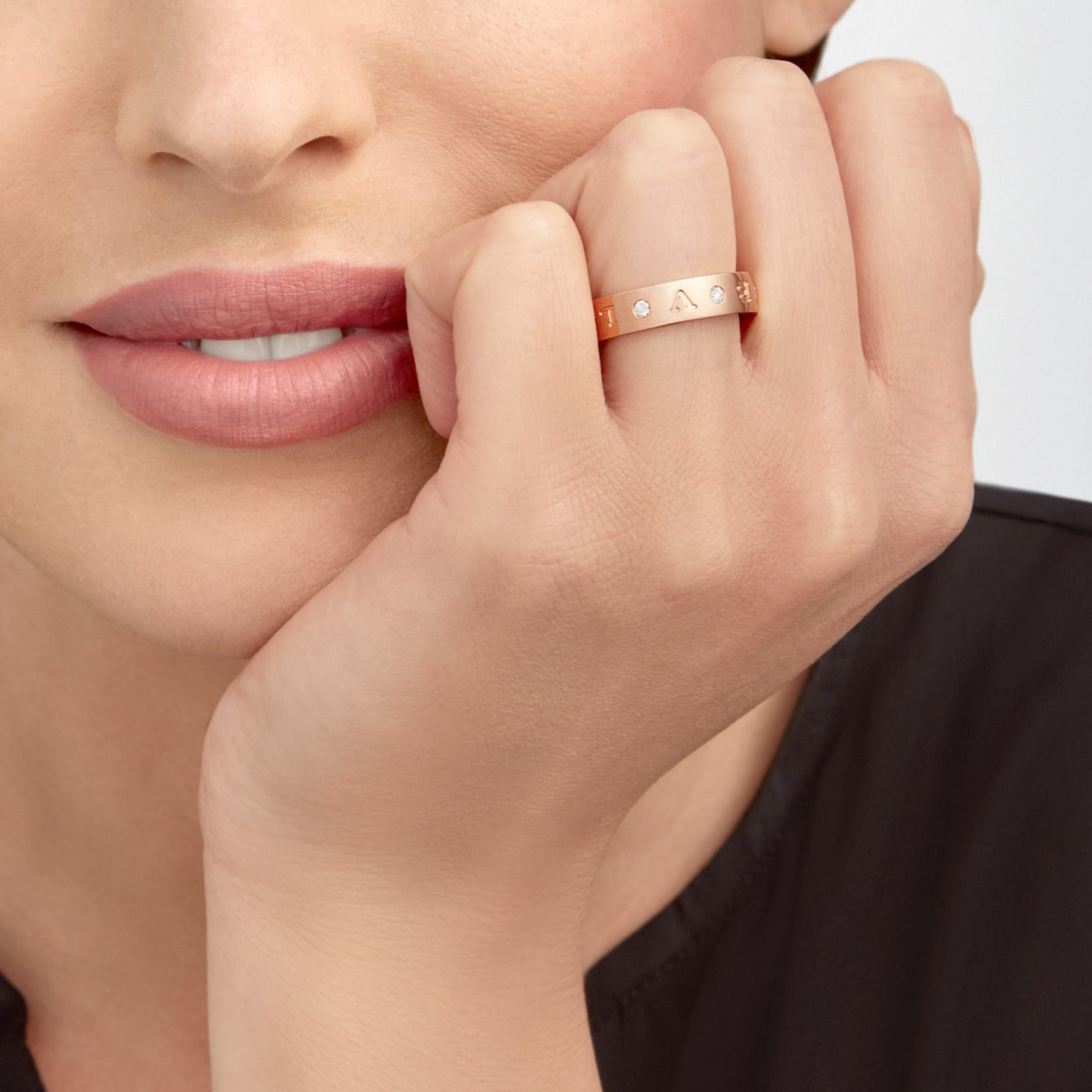 [Triumph Jewelry]ZERO 1 ESSENTIAL PINK GOLD BAND WITH DIAMONDS RING