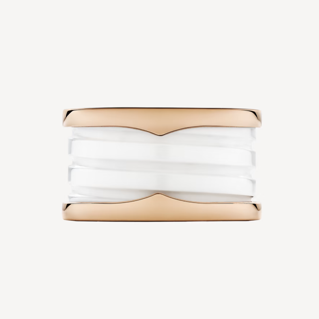 [Triumph Jewelry]ZERO 1 FOUR-BAND LOOPS AND WHITE CERAMIC SPIRAL PINK GOLD RING