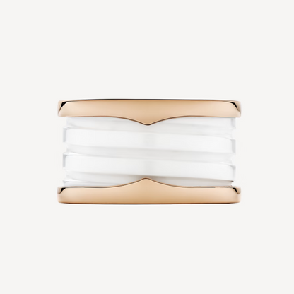 [Triumph Jewelry]ZERO 1 FOUR-BAND LOOPS AND WHITE CERAMIC SPIRAL PINK GOLD RING