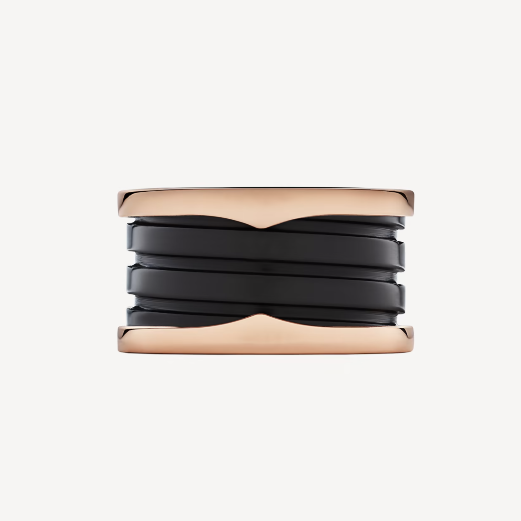 [Triumph Jewelry]ZERO 1 FOUR-BAND LOOPS AND BLACK CERAMIC SPIRAL PINK GOLD RING
