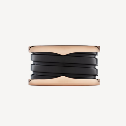 [Triumph Jewelry]ZERO 1 FOUR-BAND LOOPS AND BLACK CERAMIC SPIRAL PINK GOLD RING