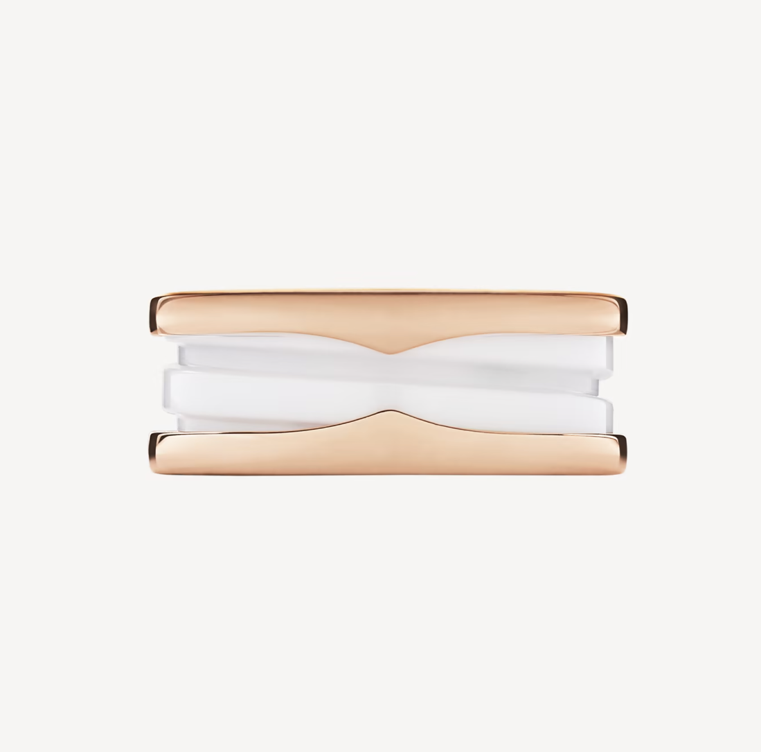 [Triumph Jewelry]ZERO 1 TWO-BAND LOOPS AND WHITE CERAMIC SPIRAL PINK GOLD RING