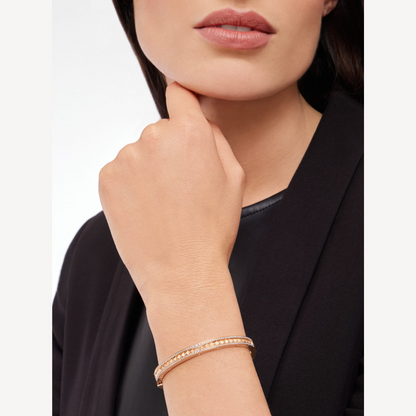 [Triumph Jewelry]ZERO 1 SPIRAL AND PAVED DIAMOND PINK GOLD BRACELET