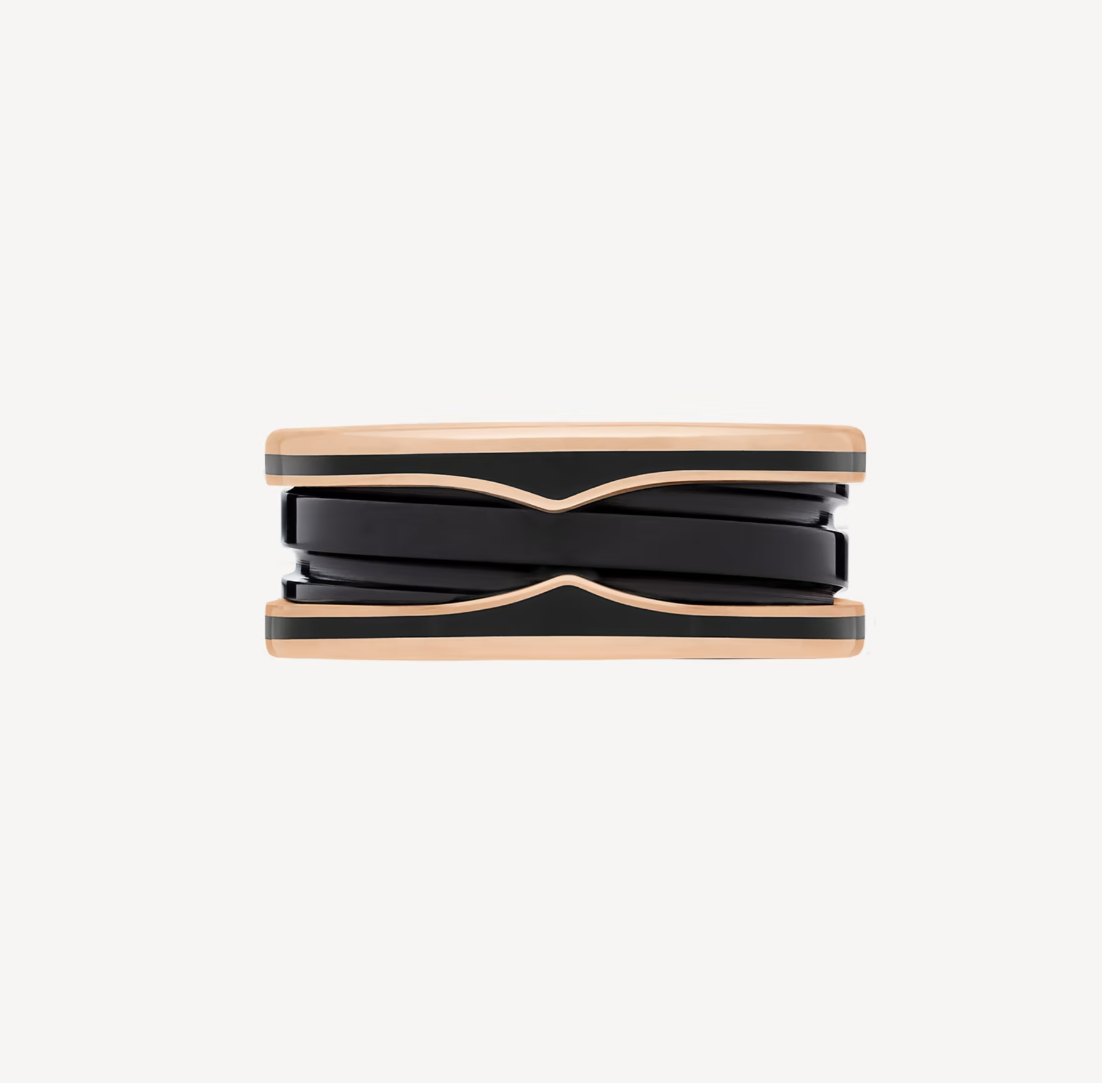 [Triumph Jewelry]ZERO 1 TWO-BAND WITH MATTE BLACK CERAMIC PINK GOLD RING