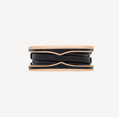 [Triumph Jewelry]ZERO 1 TWO-BAND WITH MATTE BLACK CERAMIC PINK GOLD RING